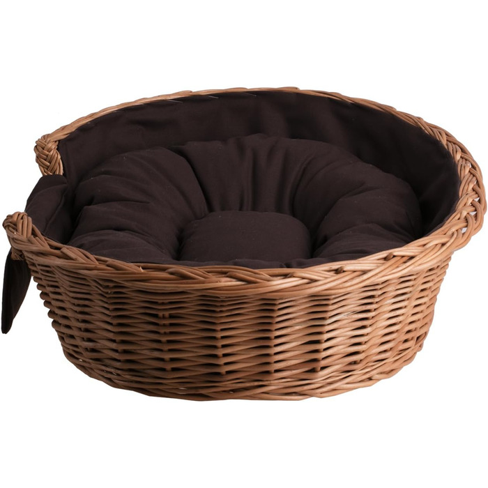 Плетенний корзинка для собак та котів з подушкою, 75x75 см, натуральне плетіння