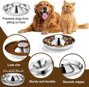 Набір з 4 мисок для собак Surmounty: миски для корму та води з нержавіючої сталі, для середніх та великих собак, годівниця для собак, котів та інших домашніх тварин