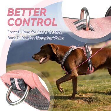 Шлейка для собак VIVAGLORY Easewalk, анти-тяга, для дресирування та прогулянок, з ручкою, не вислизає, для цуценят та собак, S, Sakura-Rosa, обхват грудей 36-61 см