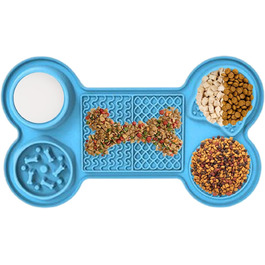 Килимок для годування кошенят та цуценят з 5 присосками, здорове харчування, різні дизайни (блакитний)