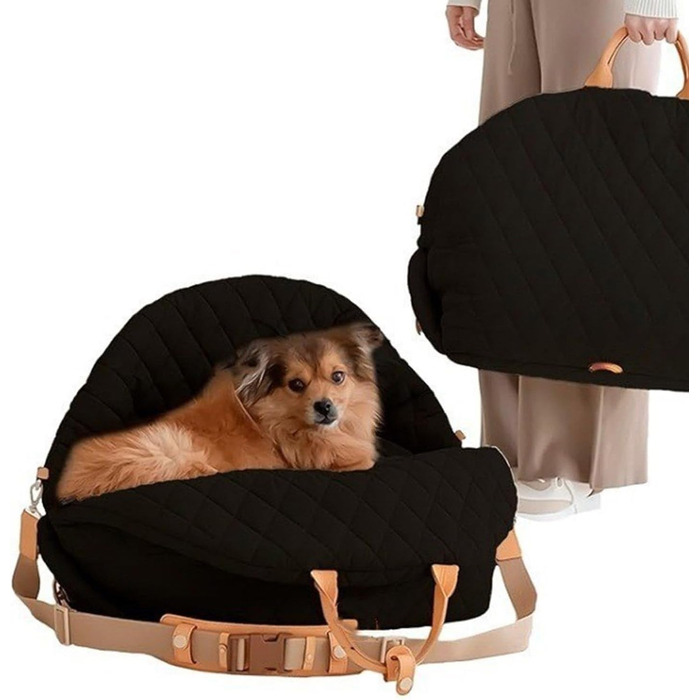 Міцна переноска для собак ZYHARUKO з кишенькою для зберігання, 3-сторонні кільця, неслизьке дно для авто, подорожей, дому, зручна для подорожей