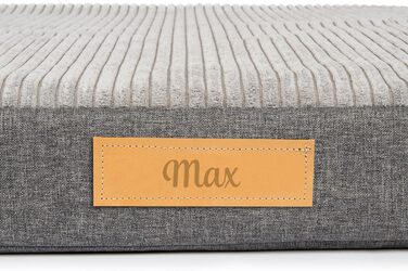 Ортопедичне велике ліжко для собак, подушка для собак, матрац для собак з пральною наволочкою, щадяще для суглобів, собаче ліжко/матрац з можливістю гравіювання імені (сірий, L 90 см x W 70 см x H 10 см)