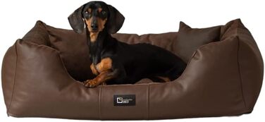 Ортопедичне ліжко для собак Eden, велике, без заповнювача - подушка для собак, килимок для собак з еко-шкіри + акрилового матеріалу, знімає біль, зносостійке, міцне (L, Коричневий)