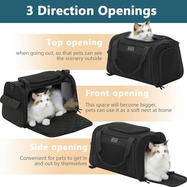 Сумка-переноска Petsfit для котів і собак, складана, авіаперевезення, з м'яким розширюваним дном та плечовим ременем