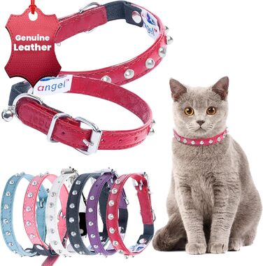 Шкіряний нашийник для котів Engel Pet з еластичною вставкою, червоний, 10x1/2 дюйма