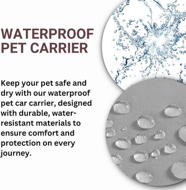 Автокрісло для собак - переноска для маленьких собак до 11,3 кг, водовідштовхувальне, з ременем безпеки, сірого кольору