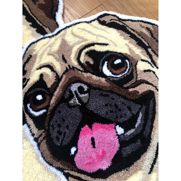 Персоналізований килимок для собак з індивідуальним портретом, коричневий, 56 x 60 см, прямокутний, антиковзкий, туфтований, мультфільм, кристановий оксамит/антиковзкий гумовий, для дому, вітальня