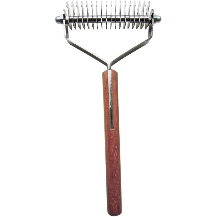 Гребінь для догляду за шерстю Mars Coat King Double Wide Dematting (18 клинців) - для собак та котів з густим хутром, з нержавіючої сталі з дерев'яною ручкою