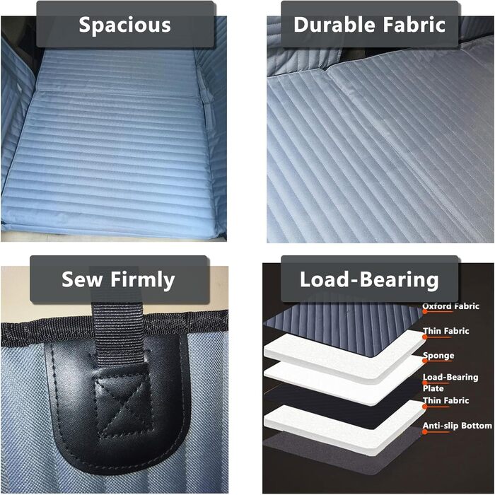 Подовжувач для заднього сидіння автомобіля для собак YMT-18, чохол на сидіння, наповнювач для заднього сидіння, не надувний, килимок для кемпінгу в автомобілі, ліжко, гамак для собак у вантажівці, SUV (Сірий)