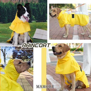 Дощовик для собак, водонепроникний, світловідбиваючий, регульований, дихаючий, з отвором для шлейки, для малих, середніх та великих собак (Жовтий та Білий, розмір XXXL)