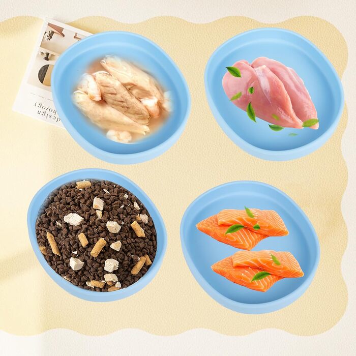 Миски для котів та собак Bebeibon: силіконові, неслизькі, 330 мл, 2 шт. (Блакитний)