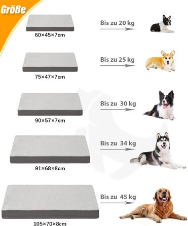Ортопедичне ліжко для собак великих порід KSIIA, 91x68 см, знімний ковпак, двостороннє, сіре, 75x47x7 см