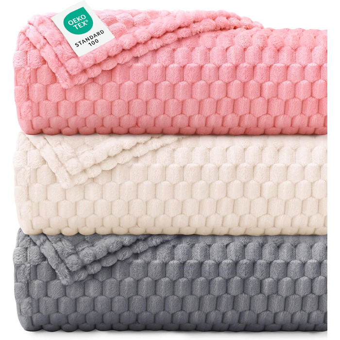 М'яка ковдра для собак та котів Luciphia, 3 шт. у наборі, 52x76 см, фланель, рожева, бежева, сіра