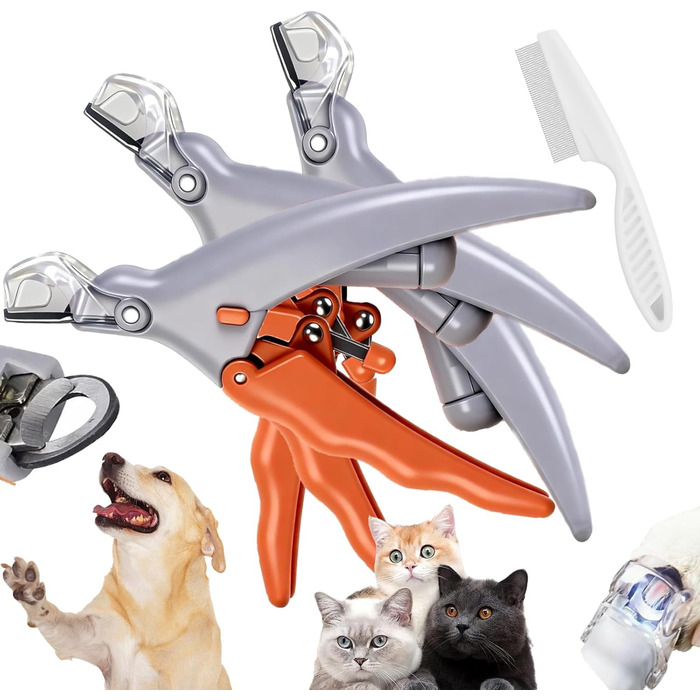 Професійний обрізач кігтів для тварин Pawthentic Krallenschneider з LED-підсвічуванням та лупою (3 шт.)