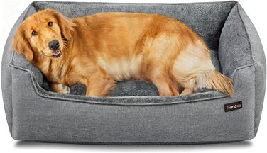 Feandrea лежанка для собак, м'яка подушка, корзина для собак, підняті бортики, неслизьке дно, знімна та пральна наволочка, XL, для великих собак, 100 x 75 x 25 см, світло-сіра