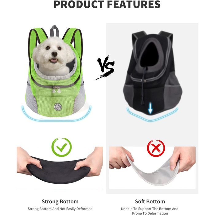 Рюкзак-переноска для собак та котів PETCUTE, зелений (M)