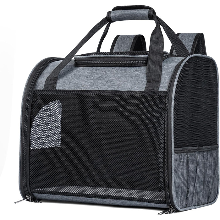 Рюкзак-переноска для котів з сітчастим вікном - складаний переносник для котів та маленьких собак (4-8 кг) з надійною застібкою-блискавкою, страхувальний поводок, ідеальний для подорожей та прогулянок