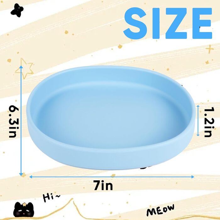 Миски для котів та собак Bebeibon: силіконові, неслизькі, 330 мл, 2 шт. (Блакитний)