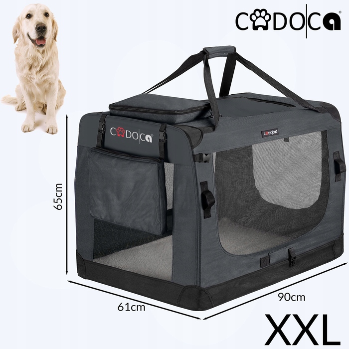 Переноска для собак Cadoca, сіра, XXL (90 x 61 x 65 см)