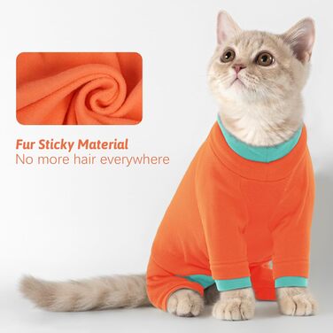 Флісовий пуловер для кота, теплий зимовий одяг для котів, комбінезон з високим коміром, теплий одяг для кошенят на осінь та зиму (AreeGrün, ) AreeGrün (S, Orange)