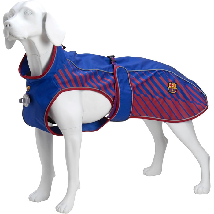 Водонепроникна куртка для собак AX & Olly Regenantel, спортивна модель з регульованим поясом, світловідбиваючі елементи, отвір для шлейки (XS, FC Barcelona)