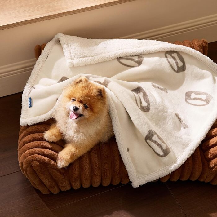 Водонепроникний коврик для собак BEDSURE великих порід - 152x127 см, миючий, з Sherpa Fleece, м'який, колір кремовий