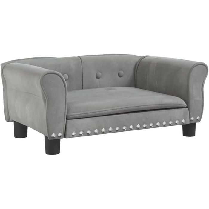 М'яке ліжко для собак та котів з велюру, 70x45x30 см, сірий колір