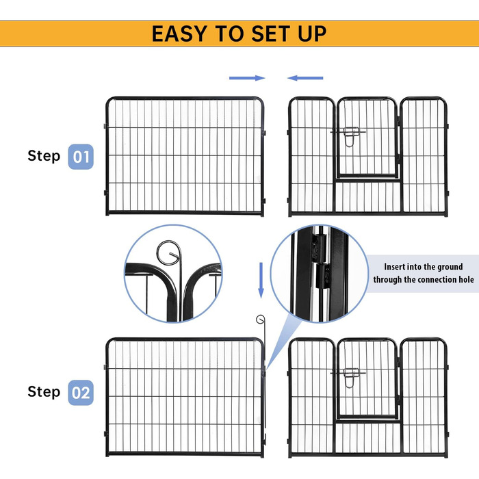Металевий вольєр для собак BestPet з дверима, 32 панелі, розміри: 61x81,3x101,6 см