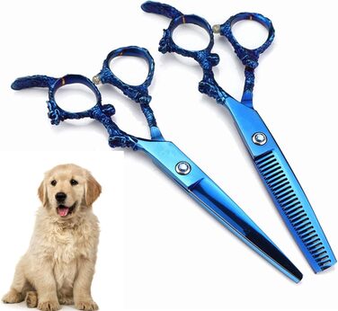 Набір професійних ножиць для грумінгу собак 6 дюймів: прямі та розріджуючі ножиці для догляду за шерстю