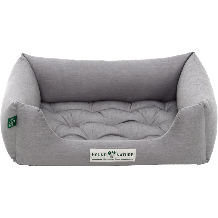 Ортопедичне ліжко для собак HOUND & NATURE Zermatt, корзина для собак середніх порід з високим бортиком, м'яке собаче ліжко з подушкою (M - 95x70 см, S | 75x60 см, світло-сірий)