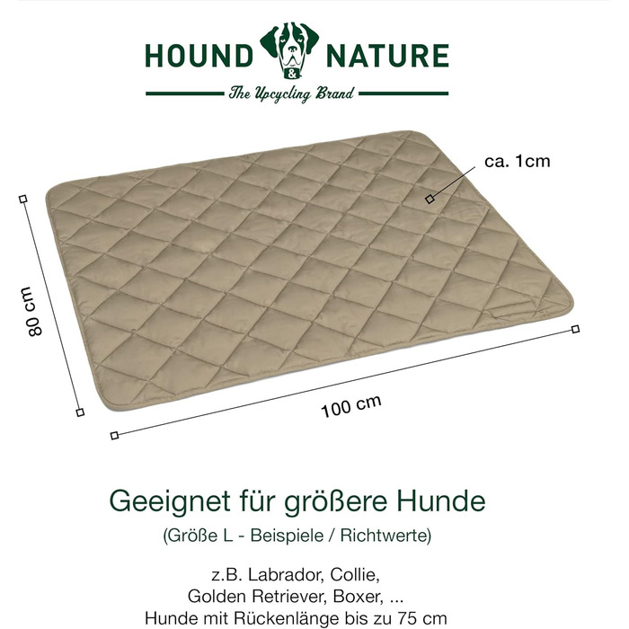 HOUND & NATURE екологічний лежак для собак Davos, м'який та зручний мат для великих собак, гігієнічний, міцний, легко прати, 100x80 см, тауп