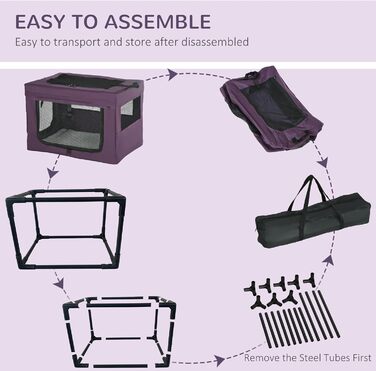 Транспортувальна переноска для котів та собак PawHut 80 см, фіолетовий колір, S
