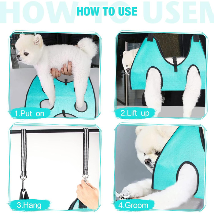 Гамак для грумінгу собак ATESON - гамачок для догляду за шерстю з підвіскою для стрижки нігтів (XXL до 54,4 кг), петля для обрізки нігтів, гамак для собак для стрижки нігтів з обрізачем XXL для великих собак 120 фунтів, зелений