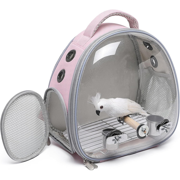 Рюкзак для тварин Ioview: переноска для хом'яків, морських свинок, птахів, котів, собак, черепах, кроликів та інших дрібних тварин. Рожевий, з аксесуарами