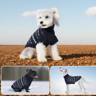 Теплий зимовий светр для собак великих порід Lelepet, синій, розмір L. Зручний, м'який, для повсякденного носіння, ідеальний для осені та зими.