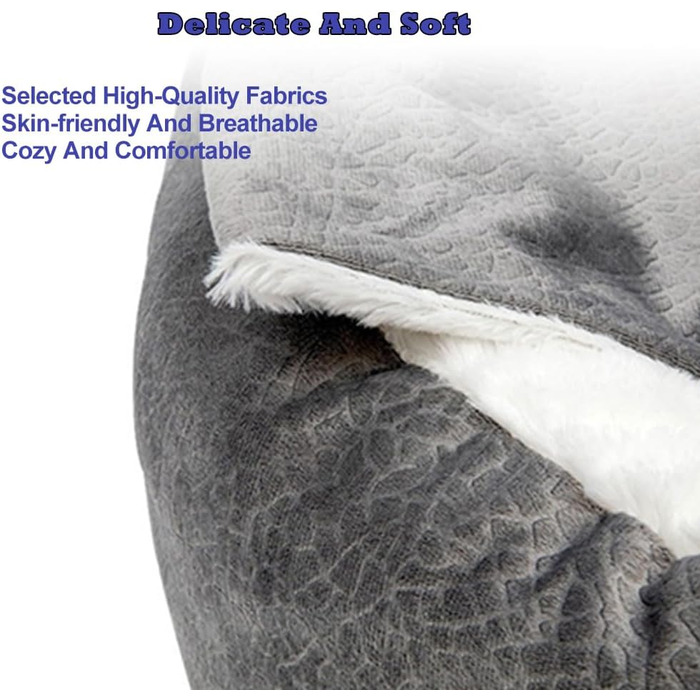 Кругле ліжко для собак та котів, плюшеве, м'яке, 50 см (сірий колір)