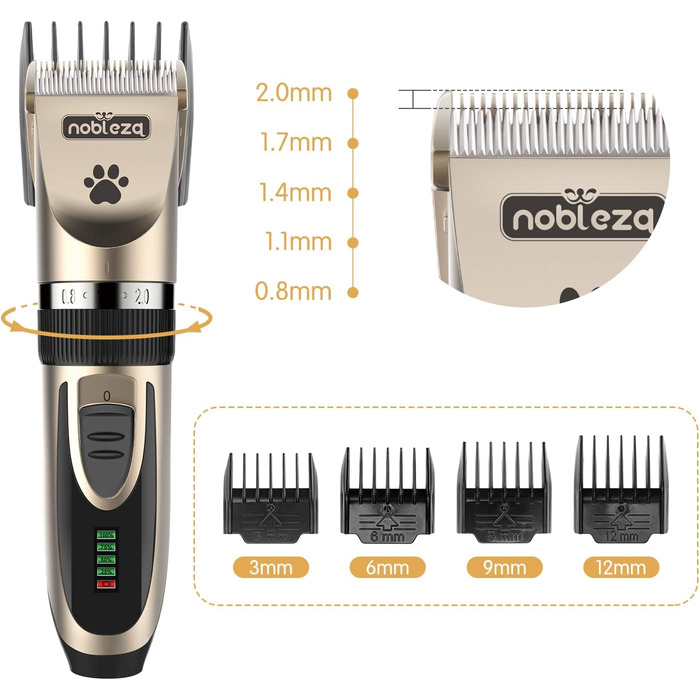 Професійна машинка для стрижки собак Nobleza, набір для грумінгу, бездротова, акумуляторна, тиха, для собак та котів