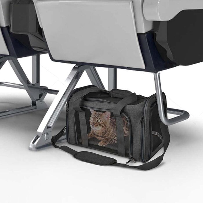 М'яка переноска для котів та собак, складана переноска для кота з дихаючою сіткою, оксфордська тканина зі шлейкою для маленьких собак, котів та кроликів (Чорний)