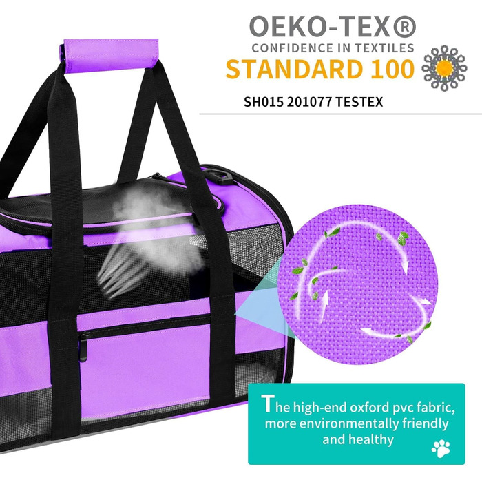 Транспортна переноска для котів та собак велика, фіолетова, складана, з м'якими боковинами