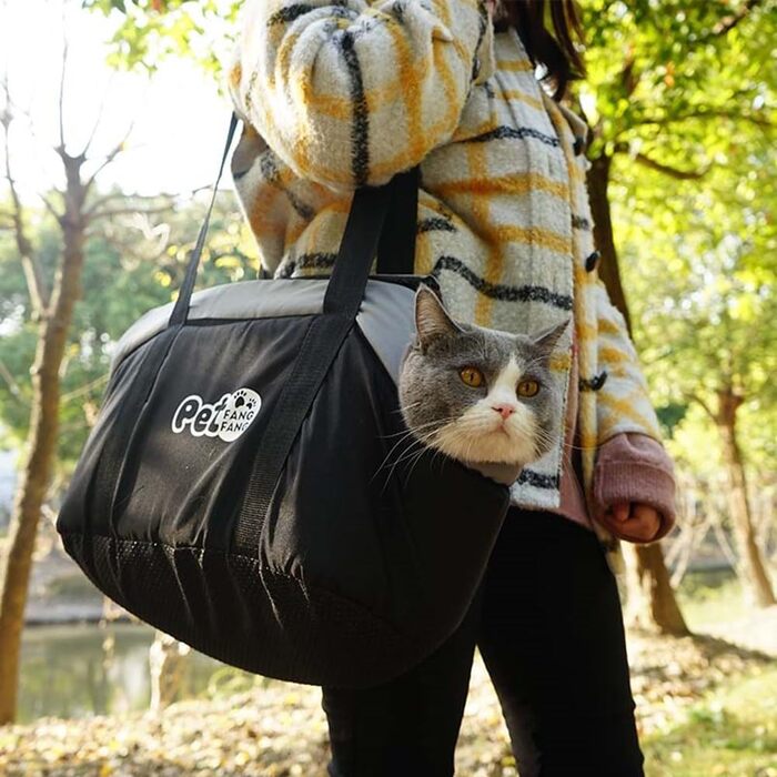 Транспортна сумка для собак і котів: переноска для маленьких собак, цуценят, кошенят. Чорна переноска-рюкзак для тварин, дихаюча, для подорожей та прогулянок на вулиці.