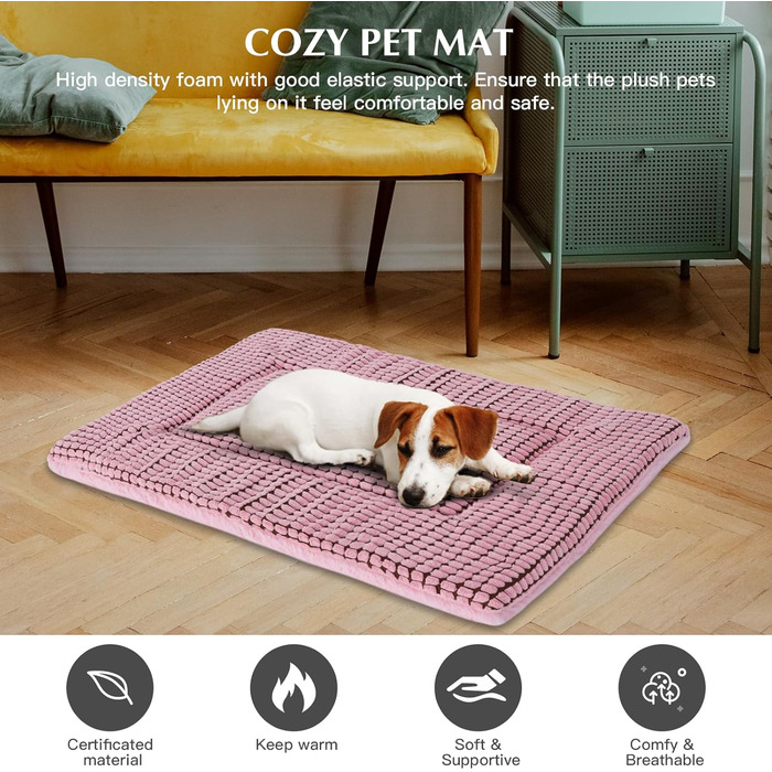 Ортопедичний лежак для собак BVAGSS, м'який килимок для собак, теплий лежак для собак маленьких, середніх та великих порід XH079 (60x45x4 см, рожевий)
