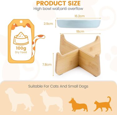 Миска для котів Happy Hachi з підняттям, кераміка, повільне годування, антиковзаюча, для котів та маленьких собак (зелена)