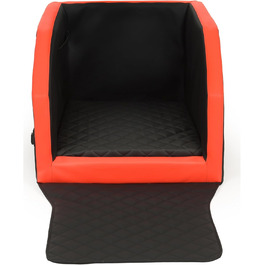 Автоматичне ліжко для собак у машину Velinda, з ременями безпеки, 55x70 см (чорний/білий, чорний/червоний)