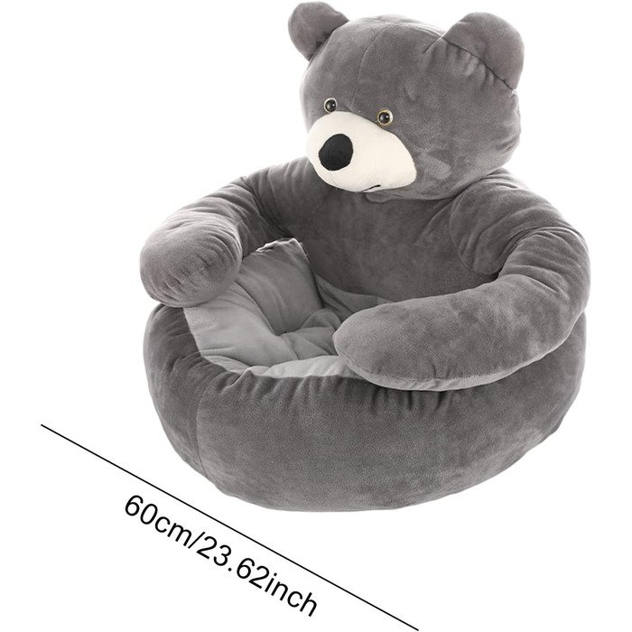 М'яке ліжко для кота та собаки: кругла плюшева ліжечко для тварин, знімна та миється, 60 см, сірого кольору