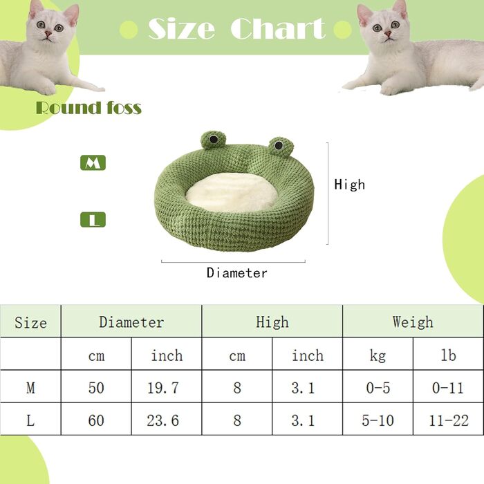 Квіткове ліжко для котів JINGTOPS, м'яке гніздо-лежанка у формі подушки, тепле та зручне ліжко для котів та маленьких цуценят (M-50см, кругле)