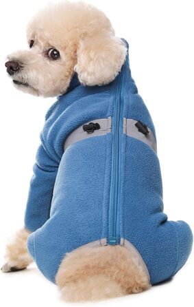 Теплий флісовий одяг для собак, зимовий, з довгим рукавом, для чотирилапих, регульований, для собак маленьких та середніх розмірів, розмір XL (блакитний)