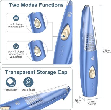Триммер для собак та котів Ankilo 2-в-1 з функцією пилососа, 6000 об/хв, USB, для догляду за лапами та очима