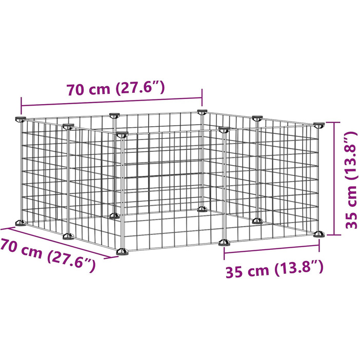 Клітка для домашніх тварин vidaXL, 8 секцій, чорна, 35x35 см, сталевий вольєр для дрібних тварин