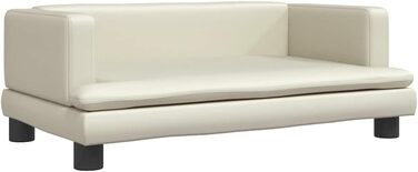 Крісло-ліжко для собак, м'яке лежанка для тварин, диванчик для маленьких собак та котів, штучна шкіра, 80 x 45 x 30 см, кремовий колір