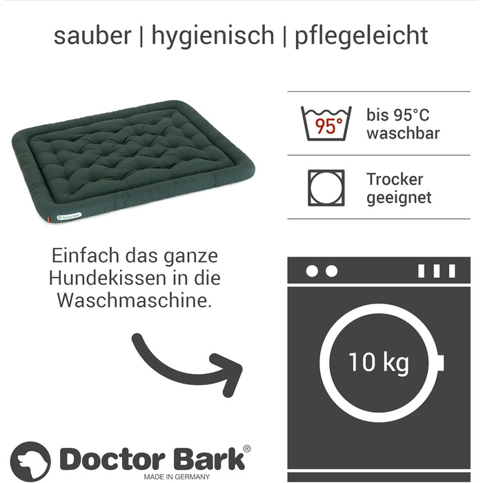 Ортопедична лежанка для собак Doctor Bark, XXL (115x100 см), зелена, гігієнічна та міцна
